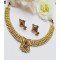 Designer Stone Floral Studded Gold-Tone Hoop Earrings & Necklace