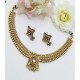 Designer Stone Floral Studded Gold-Tone Hoop Earrings & Necklace