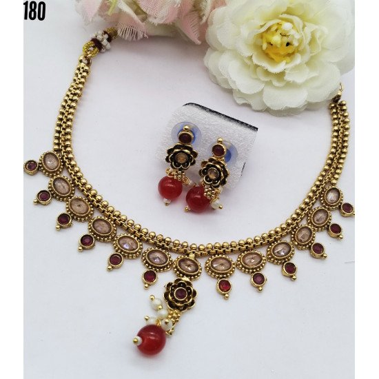 Ethnic Kundan Choker Necklace Set with Earrings