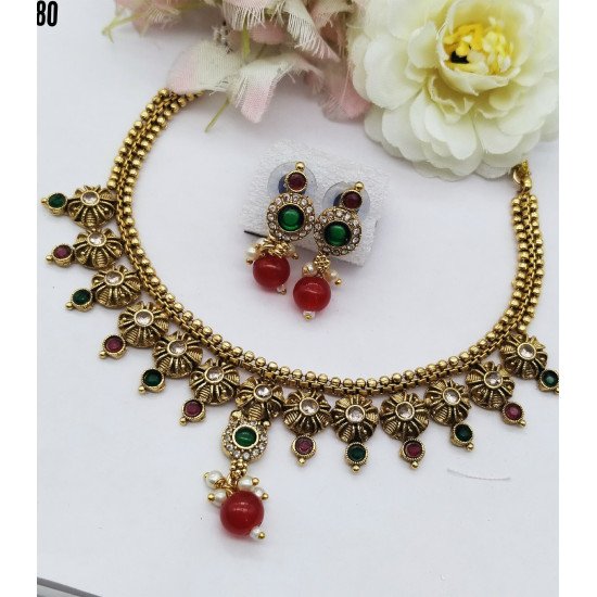Designer Ethnic Kundan Choker Necklace Set with Earrings