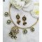 Minimal Gold Textured Kundan And Pearl Work Necklace