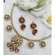 Minimal Gold Textured Kundan And Pearl Work Necklace