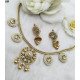 Minimal Gold Textured Kundan And Pearl Work Necklace