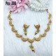 Antique Gold-Tone Crescent Motif Necklace Set with Green Stones