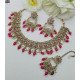 Antique Green Stone Bridal Necklace Set with Earrings & Maang Tikka