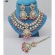 Designer Bridal Kundan Necklace Set with Ruby and Pearl Detailing – Elegant Wedding Jewelry Set