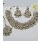 Traditional Silver Pearl and Stone Necklace Set with Earrings – Elegant Bridal Jewelry Set