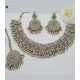 Traditional Silver Pearl and Stone Necklace Set with Earrings – Elegant Bridal Jewelry Set
