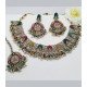 Traditional Silver Pearl and Stone Necklace Set with Earrings – Elegant Bridal Jewelry Set