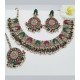 Traditional Silver Pearl and Stone Necklace Set with Earrings – Elegant Bridal Jewelry Set