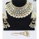 Luxurious Kundan Green Bead Bridal Necklace Set – Traditional Indian Jewelry with Earrings & Maang Tikka