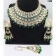 Luxurious Kundan Green Bead Bridal Necklace Set – Traditional Indian Jewelry with Earrings & Maang Tikka
