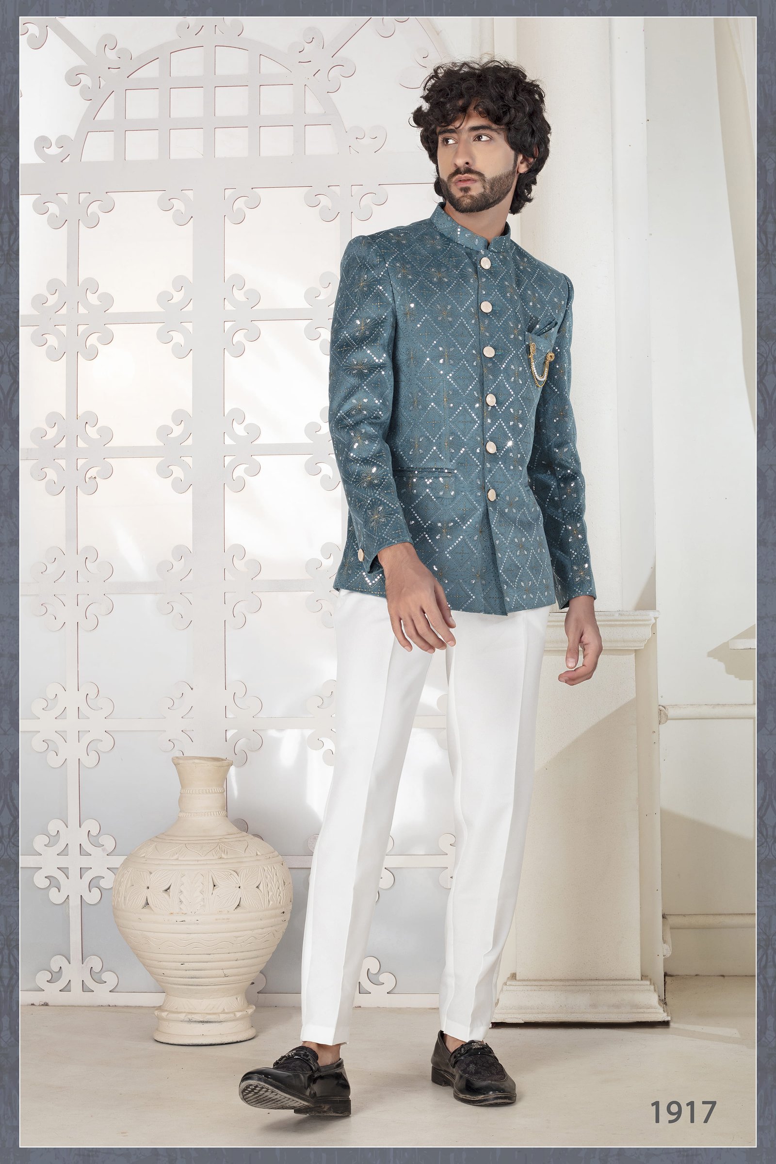 Designer Sequence Work Jodhpuri For Groom