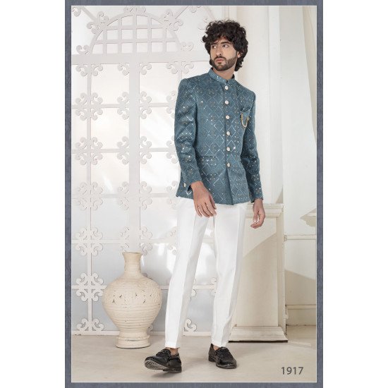 Designer Sequence Work Jodhpuri For Groom