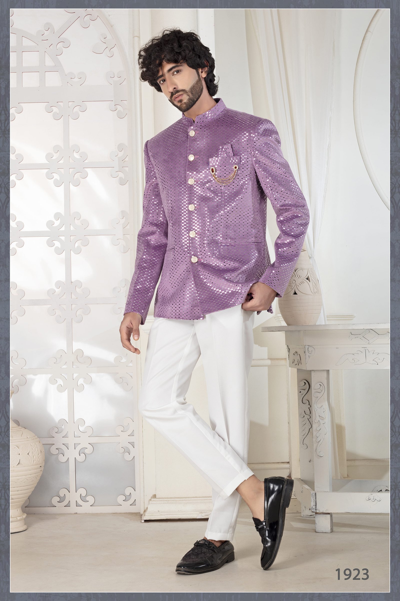 Designer Onion Color Sequence Work Jodhpuri