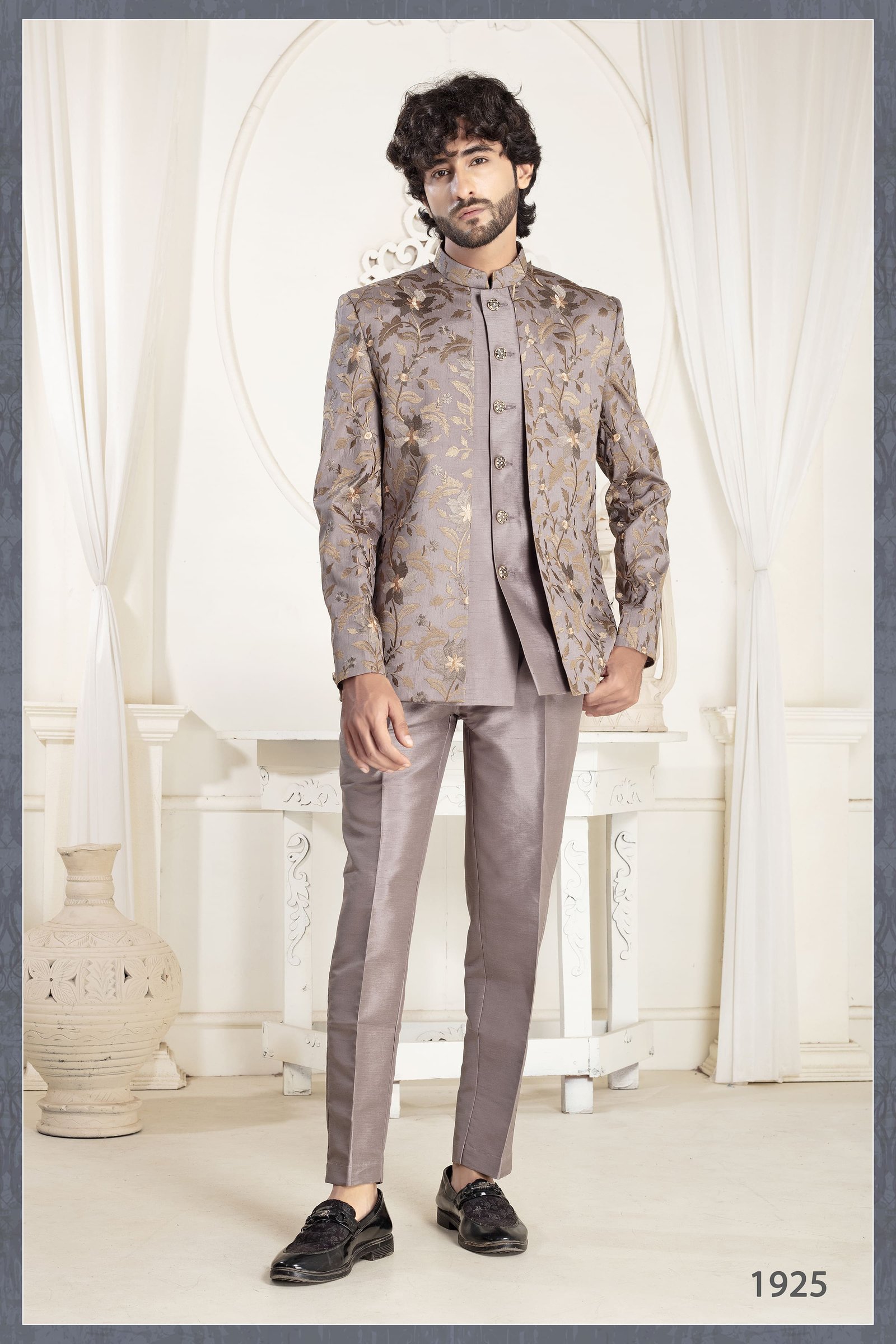 Designer Self Print Double Pattern Jodhpuri For Wedding