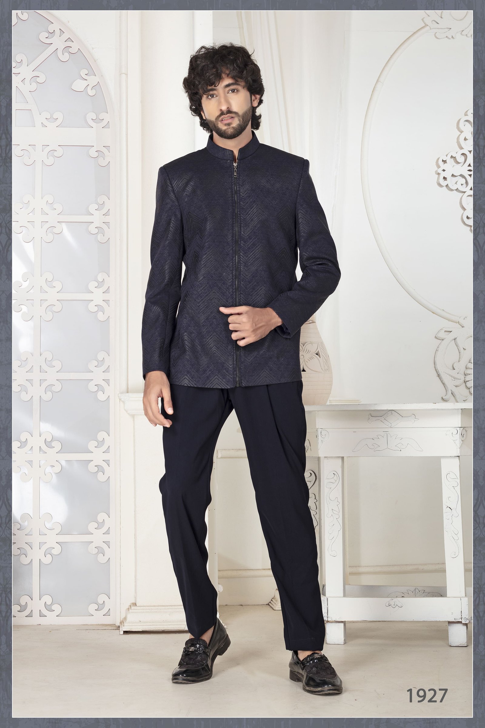 Black Zip Pattern Jodhpuri 