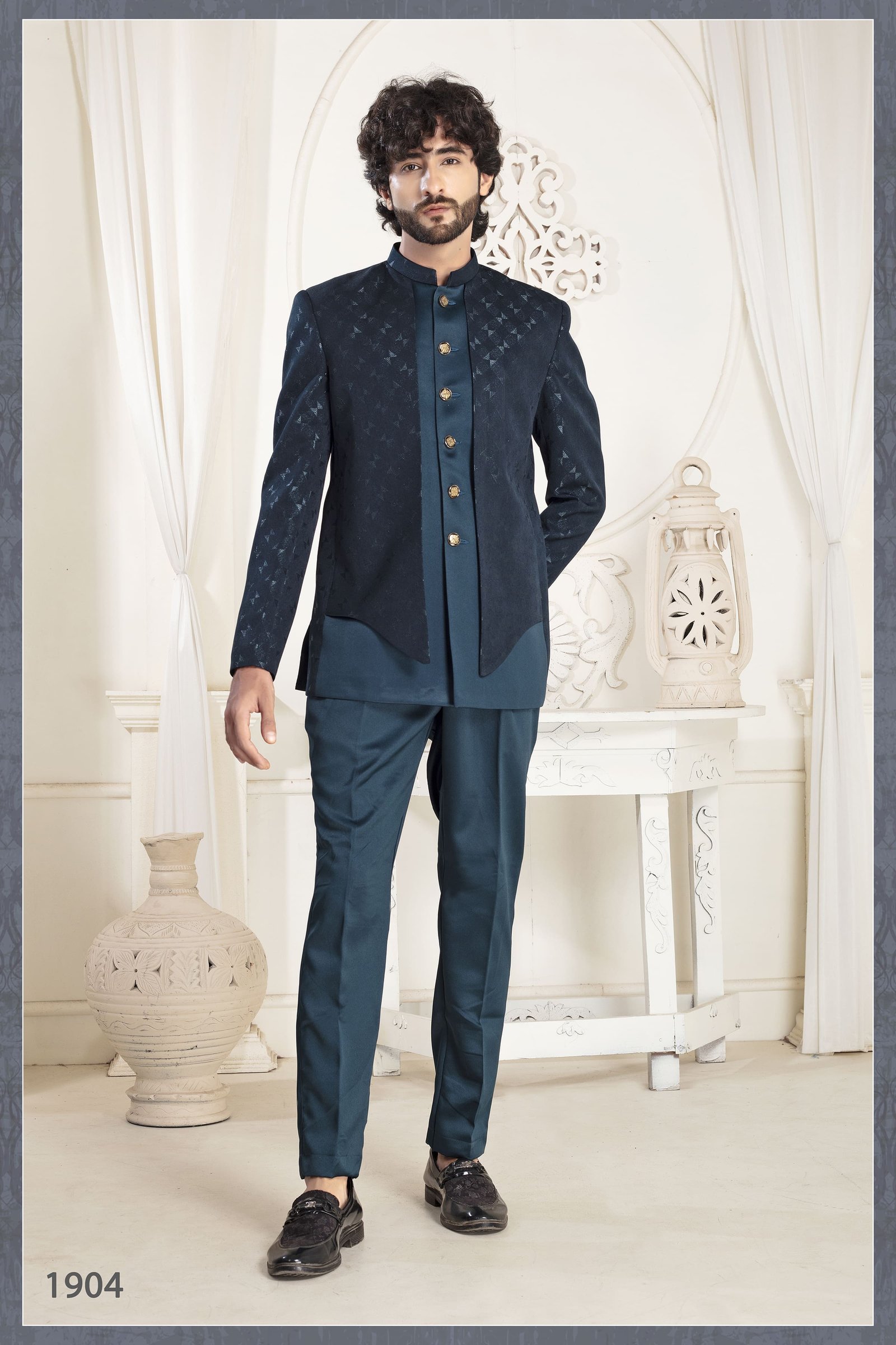 Self Print Double Pattern Jodhpuri For Men