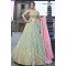 Designer Limegreen Embroidered Lehenga with Pink Dupatta