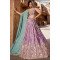 Designer Lavender Embroidered Lehenga with Sea Blue Dupatta