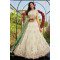 Ivory Embroidered Lehenga with Green Dupatta