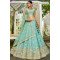 Sea Green Net Embroidered Lehenga Set with Heavy Floral Border