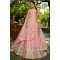 Designer Pink Net Embroidered Lehenga Set with Heavy Floral Border 