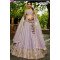 Designer Mauve Net Embroidered Lehenga Set with Heavy Floral Border 