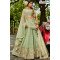 Lime Green Net Embroidered Lehenga Set with Heavy Floral Border 