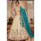 Designer Ivory Embroidered Bridal Lehenga Choli with Teal Banarasi Dupatta
