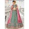 Sea Green Embroidered Lehenga Choli with Contrasting Pink Dupatta