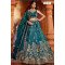 Teal Cutdana And Pearlwork Lehenga Choli with Antique Gold Zari Work 