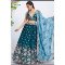 Designer Teal Floral Lehenga Choli with Organza Dupatta