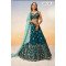 Teal Embroidered Velvet Lehenga Choli with Zari and Sequin Work