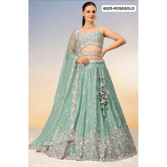 Designer Embroidered and Sequence Lehenga Set with Floral Detailing