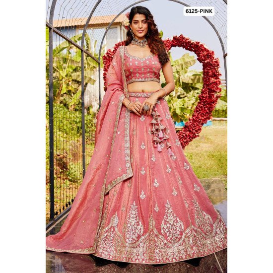 Designer Embroidered Lehenga Choli with Heavy Zari & Sequin Work