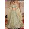 Lime Green Floral Mirror Work Lehenga Choli with Net Dupatta