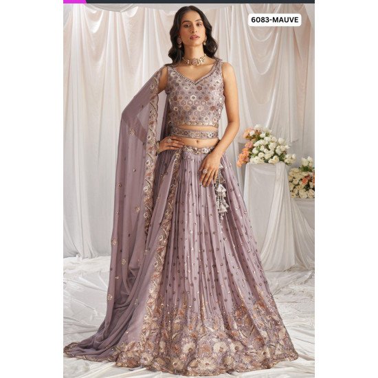 Sequence Work Designer Mauva Lehenga Choli for Weddings