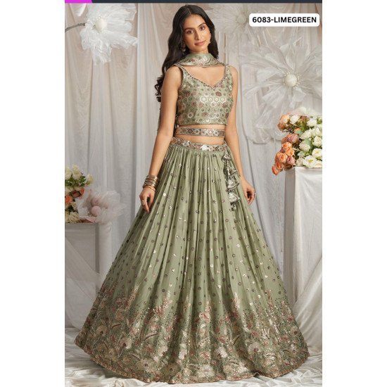 Limegreen Sequence Work Designer Lehenga Choli for Weddings & Festive Occasions