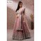 Chic Coral Pink Floral Embroidered Lehenga Choli with Blue Accents – Light Festive & Daywear Elegance