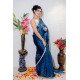Midnight Blue Hand-Painted Organza Saree with Bird Motif Embroidery