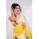 Designer Yellow Handpaint Saree 