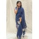 Royal Parade: Handpainted Navy Blue Saree with Elephant Motifs