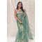 Mint Elegance: Designer Sheer Organza Saree with Shimmer Finish
