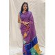 Festive Fusion: Purple Designer Saree with Multicolor Patchwork Pallu