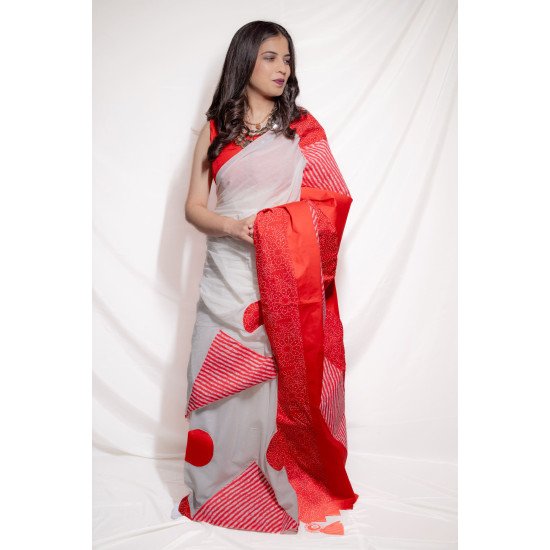 Designer Pink Printed Saree