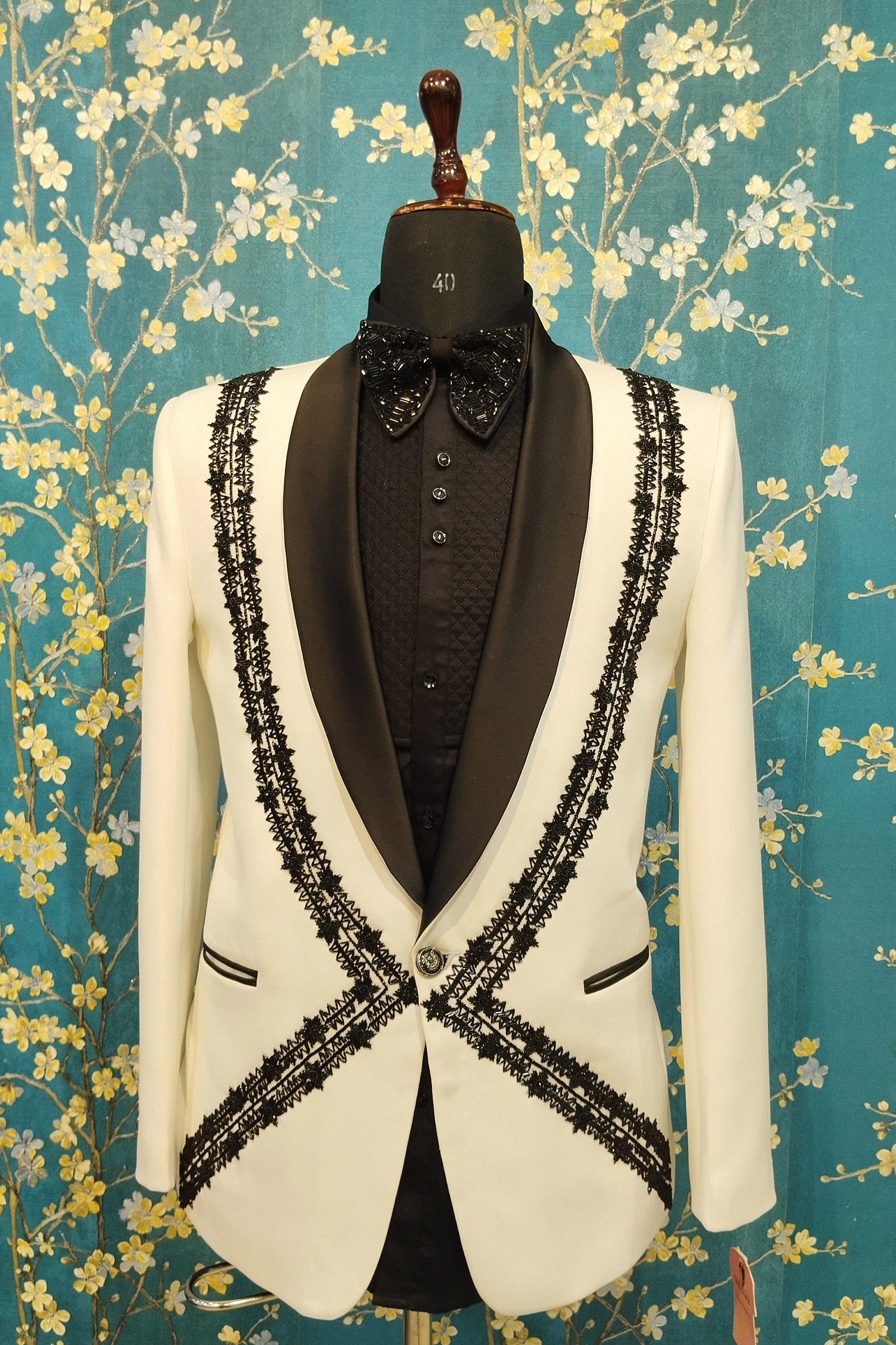 Designer White Handwork Suit For Groom