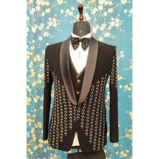 Designer Silver HandWork Men's Suit For Wedding