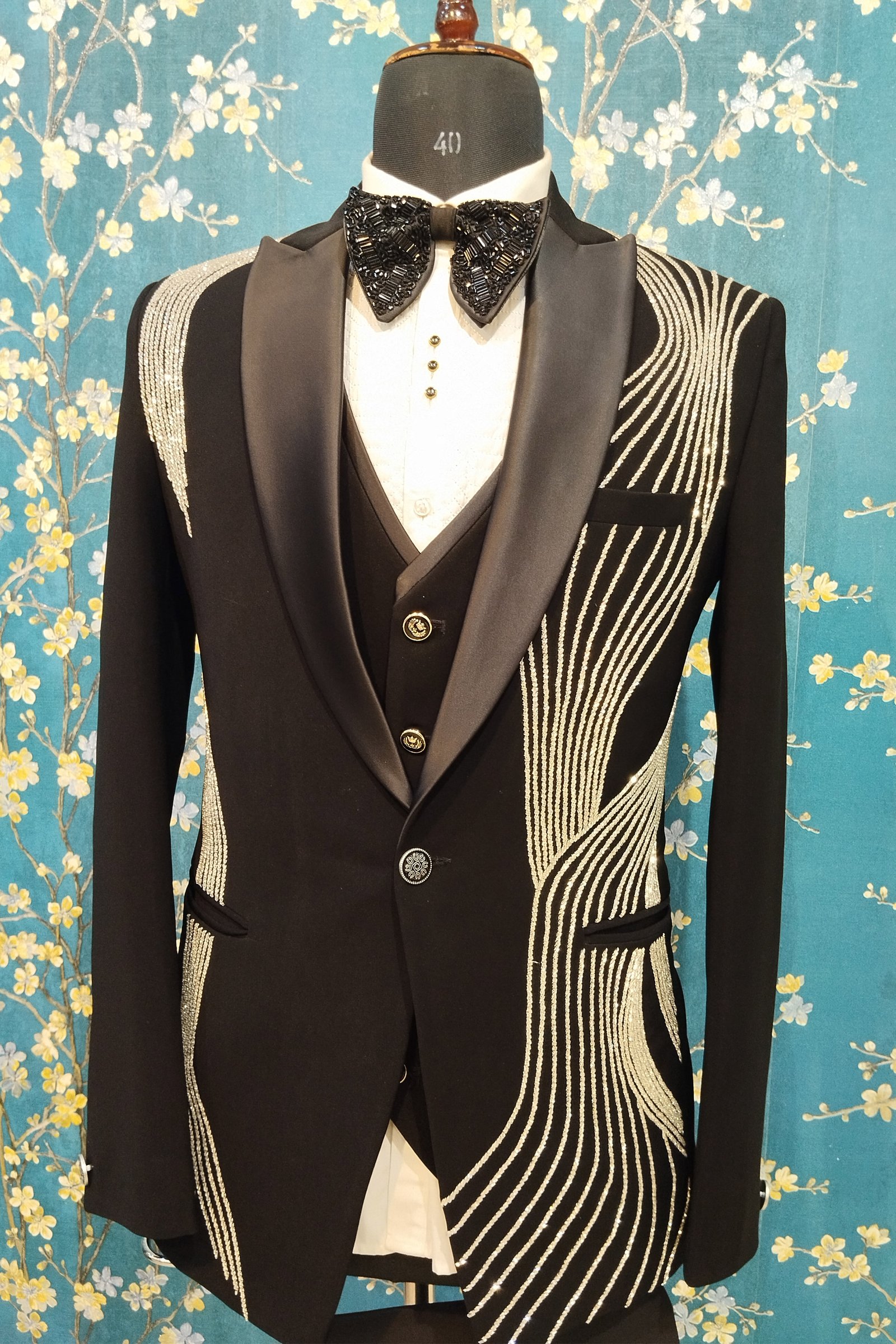 Designer Silver Handwork Suit For Groom